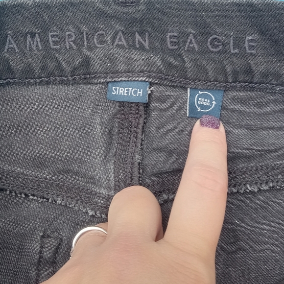 American Eagle Stretch Curvy Straight Size 4 Long Women's Black Denim Jeans - Picture 5 of 10